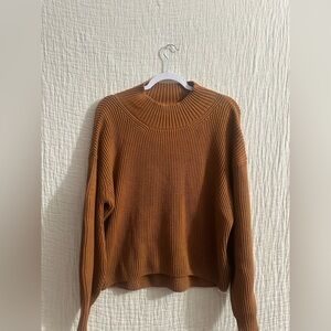 Anthropology Maeve the Carys Mock neck ribbed Sweater wool brown sz M